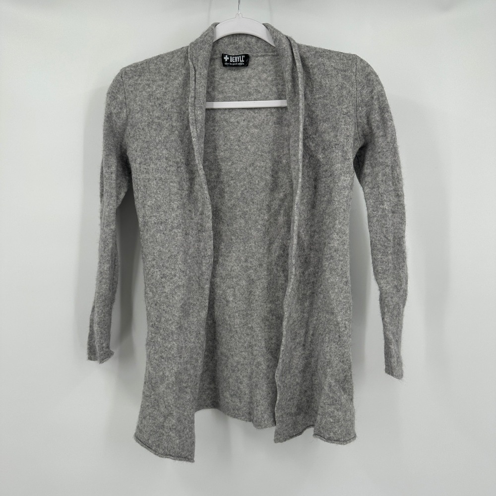 Beryll Womens Cashmere Sweater S Gray Minimalist Luxe Soft Cozy‎ Open Cardigan